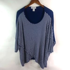 Fashion Avenue XL Navy Stretch Stripe Tunic Top